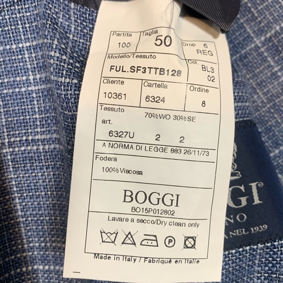 Boggi Milano Men's Handmade Wool Silk Unstructured Blazer Jacket Blue Size 50 - Picture 12 of 12